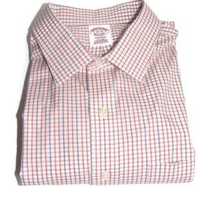 Brooks Brothers Madison Men's 2XL XXL 18/35 Dress Shirt Button Down Blue Red